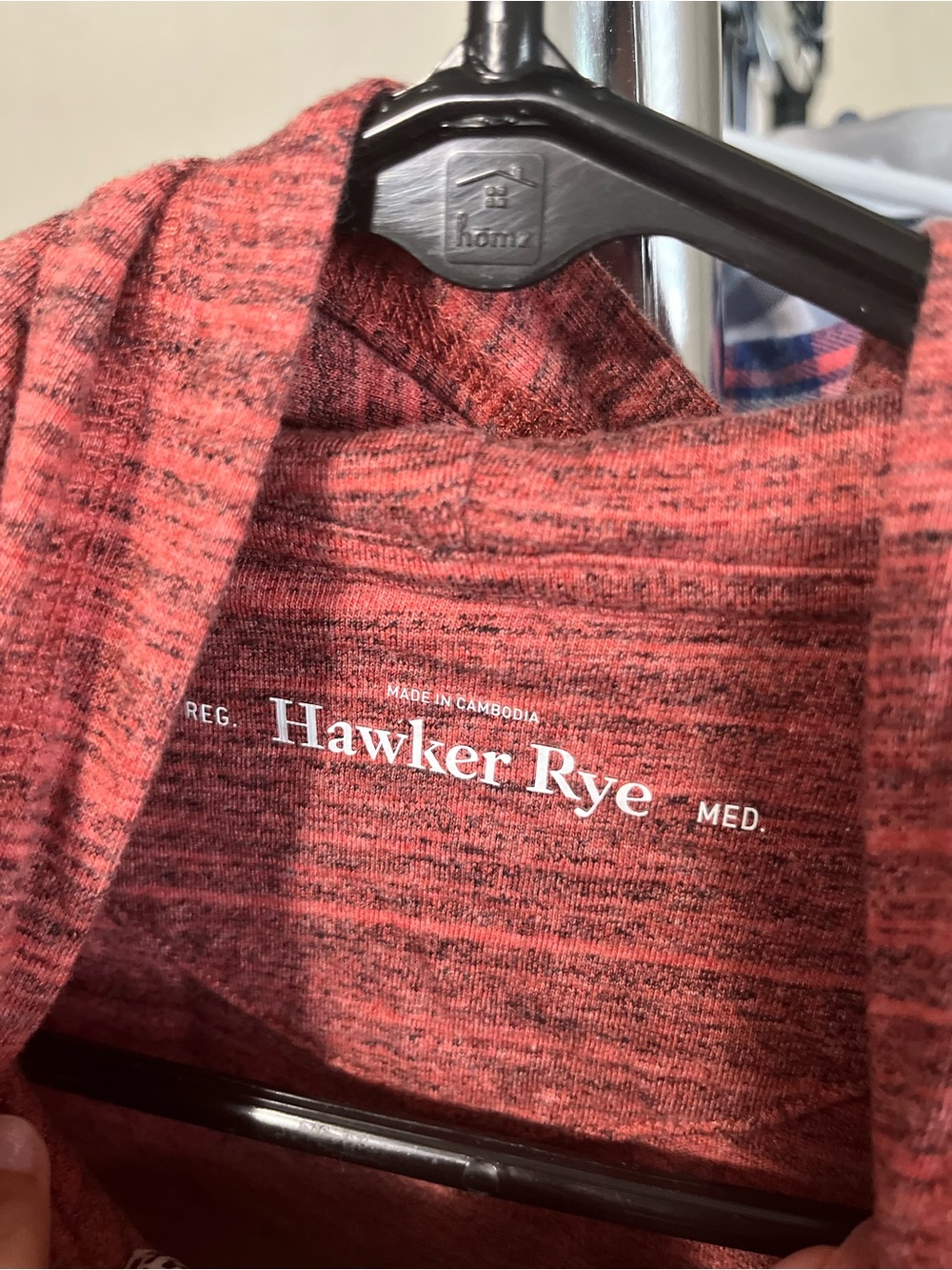 Hawker Rye Heathered Rust Red Hooded Pullover - Picture 3 of 3